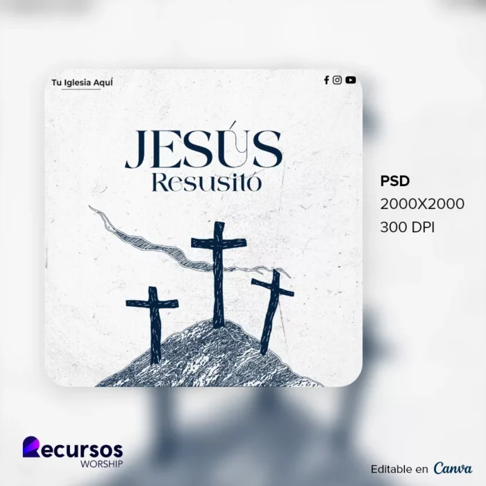 Plantilla Editable Jesús Resucitó para la iglesia