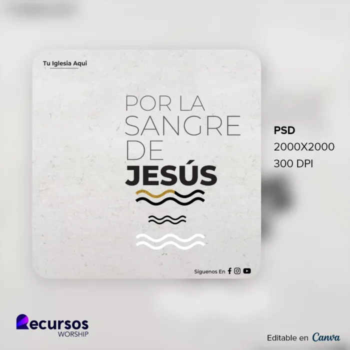 Vista Previa de la Plantilla editable Por la Sangre de Jesús