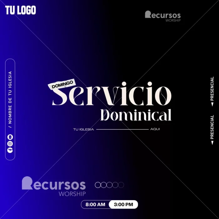 Plantilla editable Para el Servicio Dominical - Navy Blue PSD