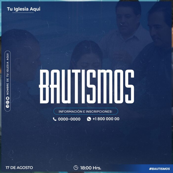 Plantilla Editable en Canva de Bautismo en Agua para Iglesias