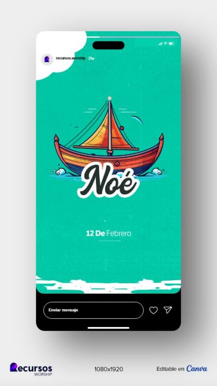 Plantilla vertical infantil del arca de Noé editable