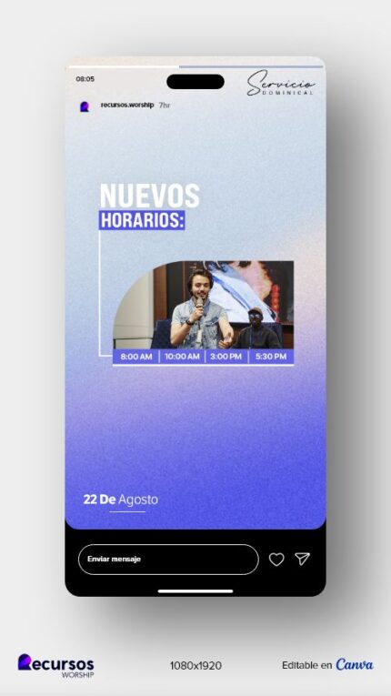 lantilla vertical editable de nuevos horarios para la congregación