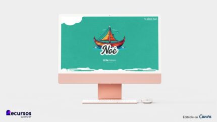 Banner Infantil Arca de Noé Horizontal personalizada para Escuela dominical