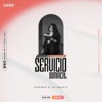 Culto dominical con temática blanco y naranja