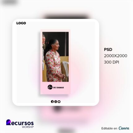 Mockup de Red de damas Plantilla Editable Rosa en uso