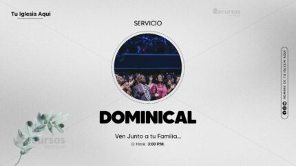 Plantilla de diseño horizontal en Canva, optimizada para anuncios de servicios dominicales de iglesias.