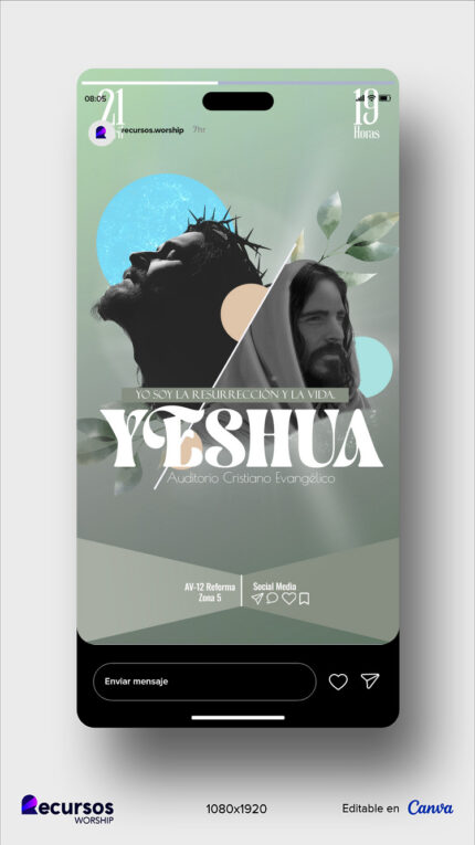 Visualización en smartphone de diseño para Semana Santa temática religiosa