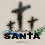 Fondo panorámico para presentaciones de culto cristiano con arte moderno y crucifijo