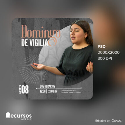 plantilla de publicación en redes sociales para evento de vigilia moderna, muestra en contexto