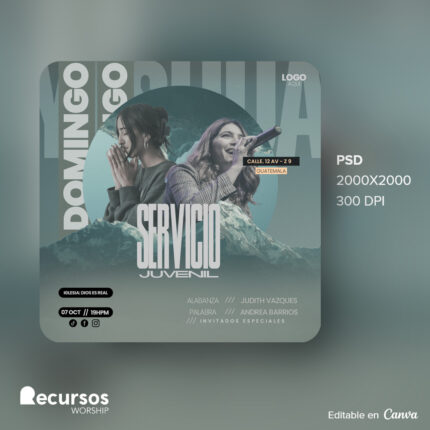 Ejemplo de visualización en smartphone de la plantilla para servicio juvenil