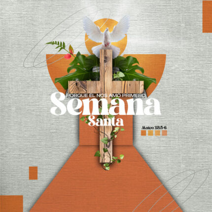 plantilla de evento cristiano de Semana Santa para iglesia con cruz y paloma