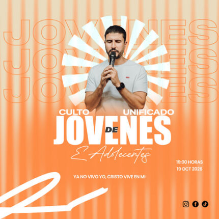 plantilla de publicación en redes sociales de evento juvenil naranja