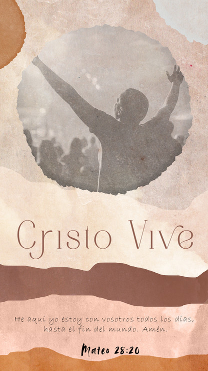 diseño para historias de instagram con cita bíblica de resurrección y fondo ocre