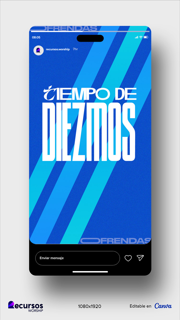 Smartphone mostrando arte digital para iglesias con temática de generosidad