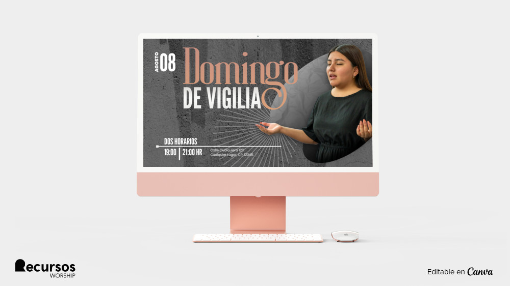 aplicación de plantilla gráfica en formato ancho para publicidad digital de vigilias