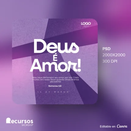 Modelo para Mensagens de Fé | Design Roxo Elegante 1:1 Canva — mockup, 1:1