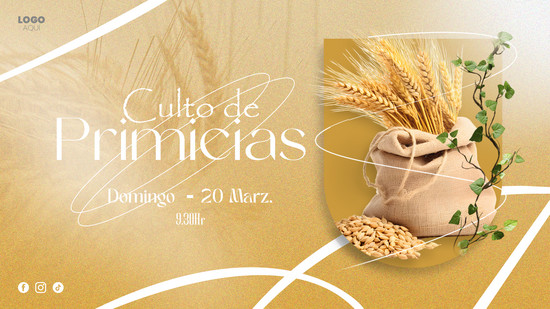 Banner-Plantillas-Culto-Cosecha Portada informativa de la plantilla profesional para anuncios de servicios de primicias eclesiásticas.