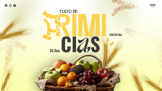 Banner-horizontal-de-culto-a-las-primicias recurso gráfico para diapositivas de iglesia editable tema primeros frutos