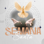 portada panorámica con motivo de paz y manos humanas para pascua de resurrección