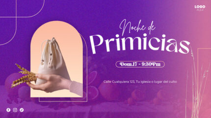 Gráfico panorámico editable para servicios religiosos de primicias y siega