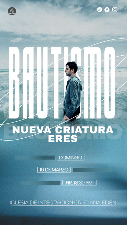 Formato vertical de invitación para bautismo eclesiástico personalizable