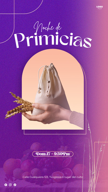 Flyer vertical personalizable sobre celebración de la cosecha cristiana