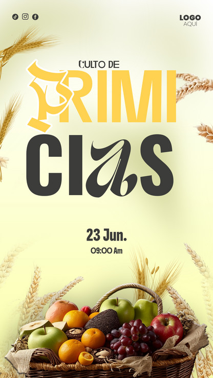 flyer digital personalizable de primicias para iglesias diseño minimalista
