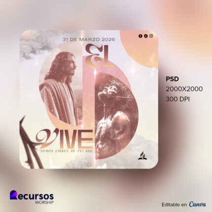 plantilla de resurrección, semana santa editable en uso