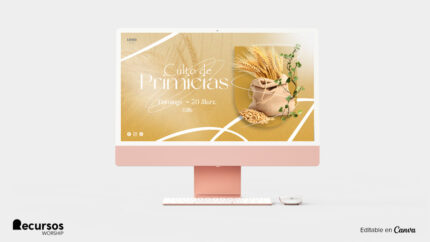 Visualización del material gráfico para eventos de acción de gracias en un monitor de escritorio.