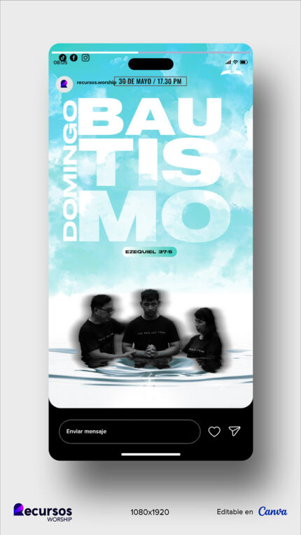 prototipo de anuncio para ceremonia religiosa en dispositivo móvil