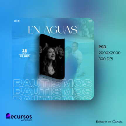 Presentación visual de la plantilla de bautismo en un entorno real