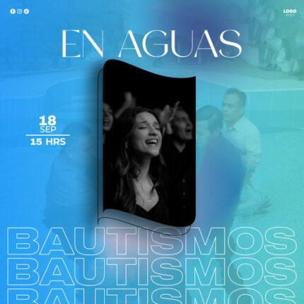 Vista previa de miniatura para plantilla de bautismo moderno en color azul