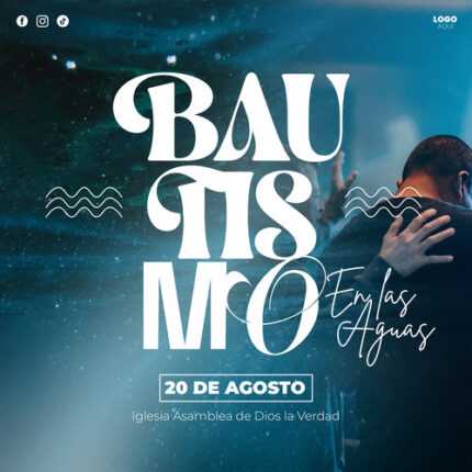 Vista en miniatura de la plantilla de bautismo en las aguas color azul oscuro