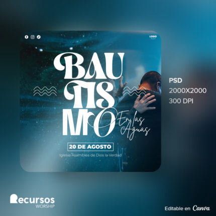 Representación visual de la plantilla de bautismo en un dispositivo móvil