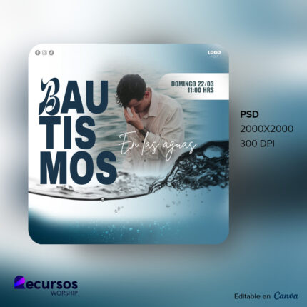 Representación visual de la plantilla de bautismo en una pantalla de dispositivo móvil