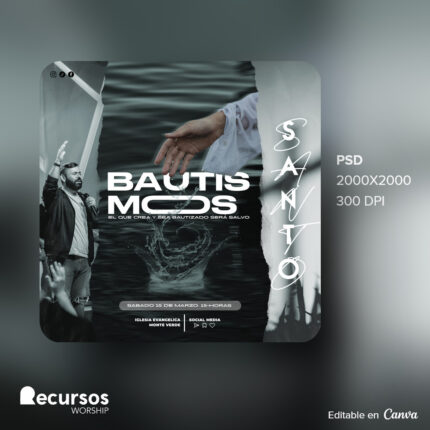 Maqueta digital de la plantilla de bautismo en dispositivo