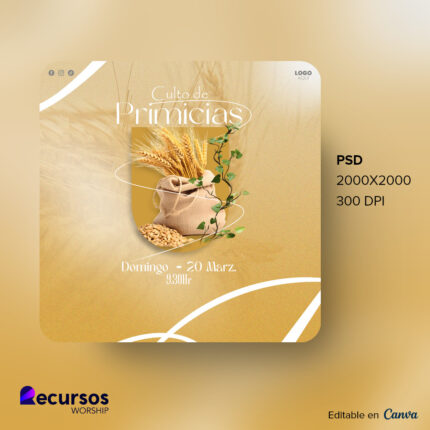 Mockup digital que muestra la plantilla de evento de primicias en un dispositivo.