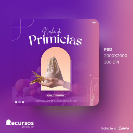 Mockup de la Plantilla de la Cosecha, Primicia editable para iglesia