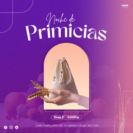 Plantilla de la Cosecha, Primicia editable para iglesia con fondo moderno