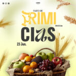 plantilla moderna de culto a los primeros frutos editable para iglesias