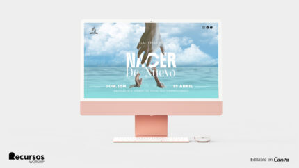 interfaz de edición para plantilla de bautizo renacido en cristo en escritorio