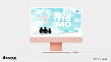 visualización de producto digital para celebración de bautismo sobre fondo neutro