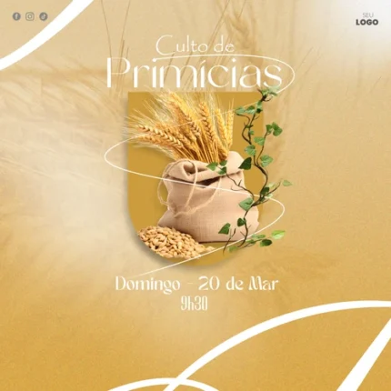 modelo para Eventos de Primícias e Colheitas | Design Dourado Elegante 1:1 Canva — miniatura, 1:1