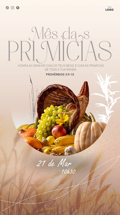 Design de Primícias, abundância de colheitas editável para igreja Vertical Photoshop — miniatura, 9:16