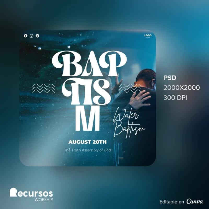 Christian Baptism Church Parish Announcement Template | 1:1 Canva — mockup, 1:1