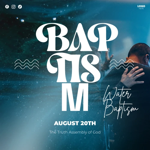 Christian Baptism Church Parish Announcement Template | 1:1 Canva — thumbnail, 1:1