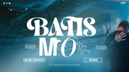 Fundo para Projetor de Batismos | Design Azul Profundo 16:9 PSD — miniatura, 16:9