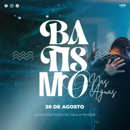 modelo para batismo editável nas águas cristão para avisos paroquiais 1:1 Canva — miniatura, 1:1