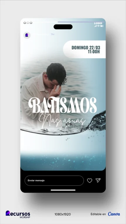 Design para Anúncio de Batismos | Estilo Moderno Vertical Canva — mockup, 9:16