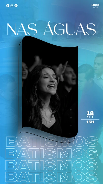 Design para avisos de batismo cristão | Estilo Azul Moderno Vertical Photoshop — miniatura, 9:16